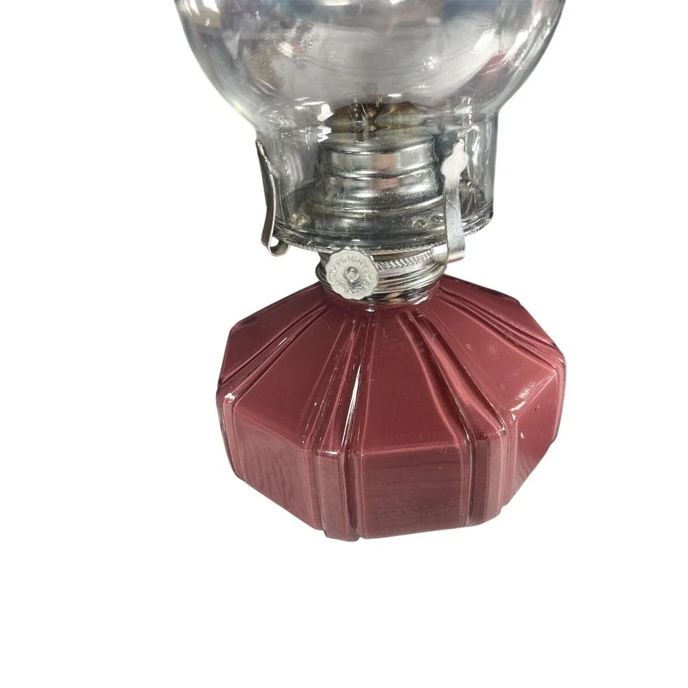 Vintage Oil Lamps Lamplight Farms Pink Mauve Hobnail Glass Kerosene Base app 12